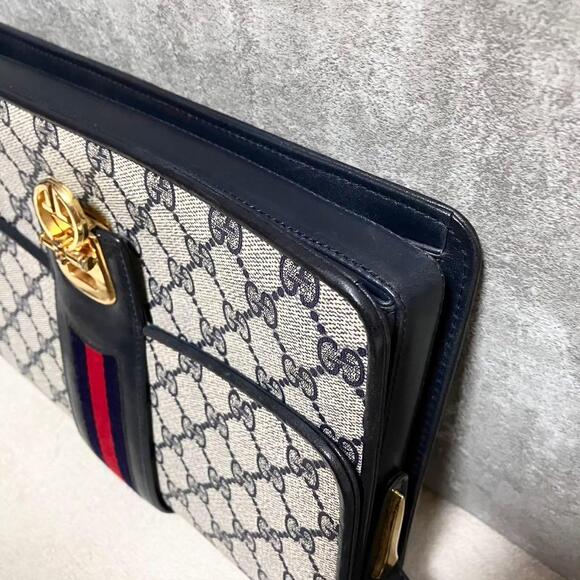 Authentic Gucci GG Supreme Navy Monogram Crossbody Sherry Canvas Shoulder Bag - Picture 11 of 14